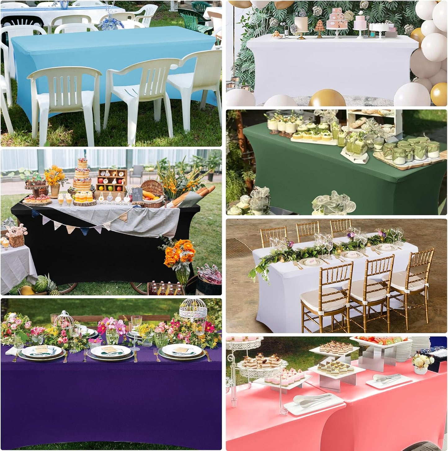Obstal 4Ft Stretch Spandex Table Cover for Standard Folding Tables - 2 Pack Universal Rectangular Fitted Tablecloth for Party, Banquet, Events, Trade Show (Yellow, 48L x 24W x 30H Inches)