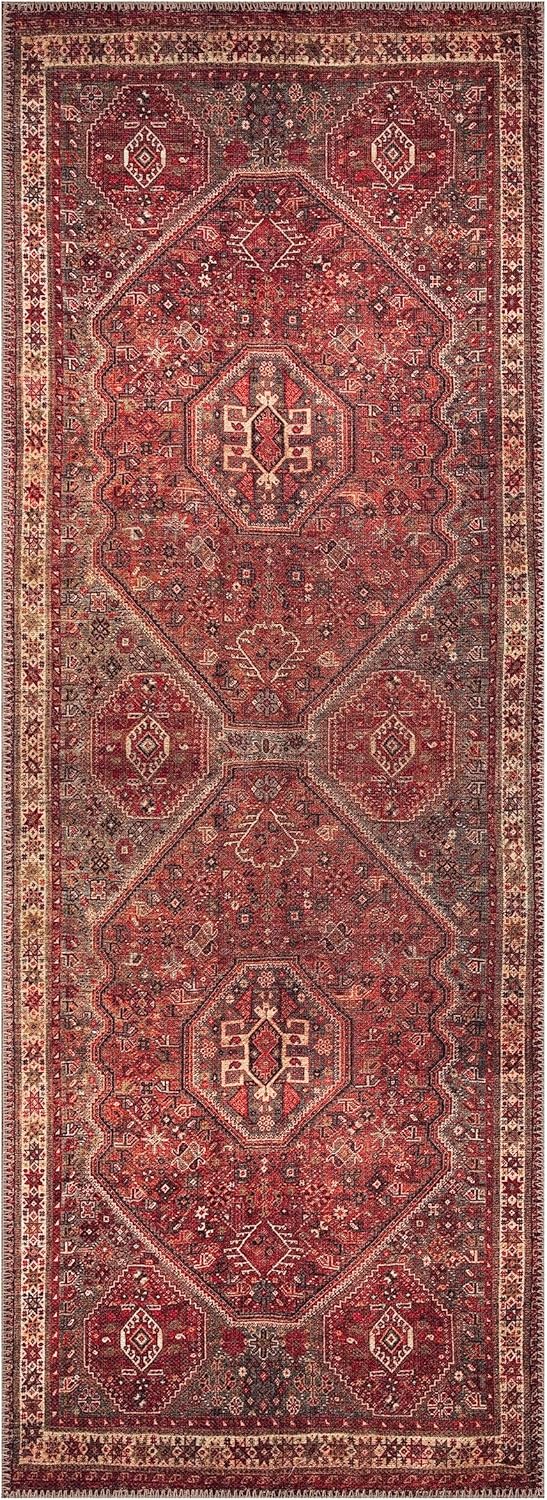 Keen Home Design 2x7 Rug - Machine Washable Runner Rug with Non-Slip Backing, Ideal for Hallway, Entryway, Kitchen, Laundry Room - Vintage, Easy Clean, Durable, Low Pile Rug - (2'6" x 7')