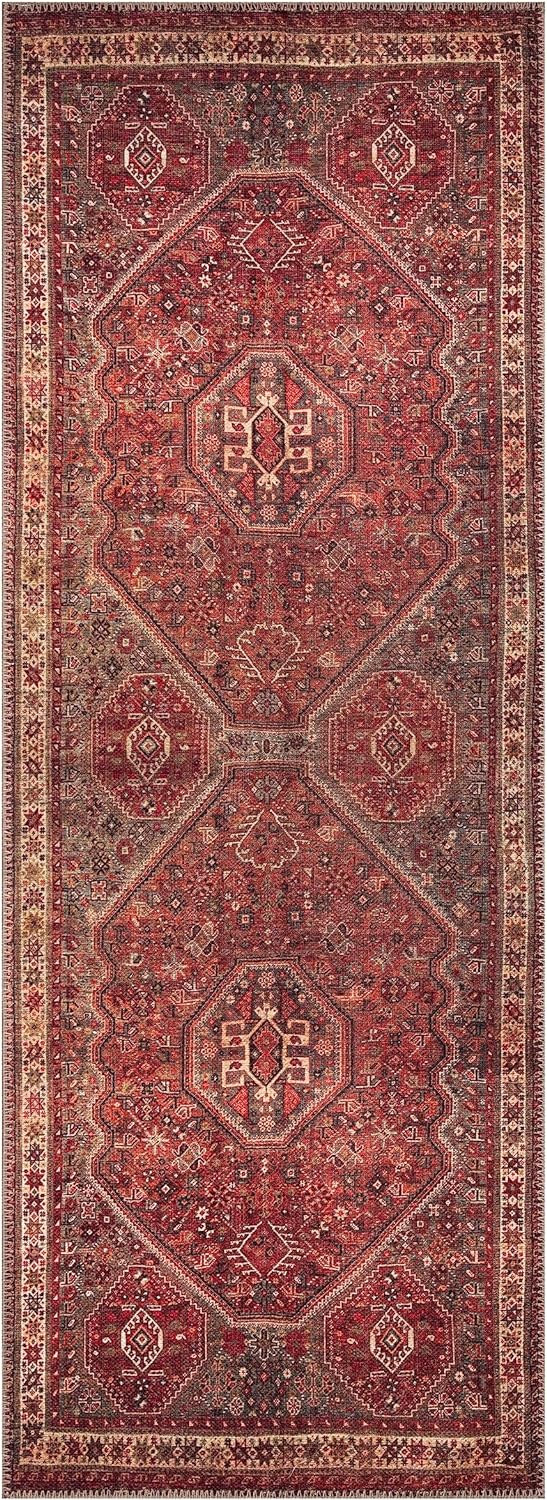 Keen Home Design 2x12 Rug - Machine Washable Runner Rug with Non-Slip Backing, Ideal for Hallway, Entryway, Kitchen, Laundry Room - Vintage, Easy Clean, Durable, Low Pile - (2'6" x 12')