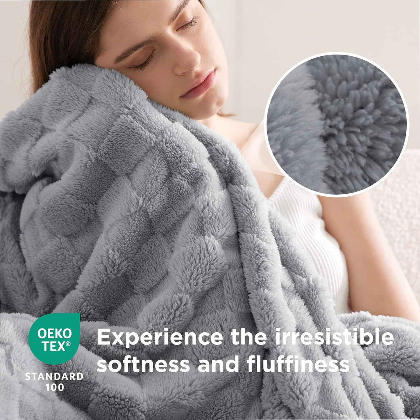 Bedsure GentleSoft King Size Blanket for Bed - Super Soft Cozy Blankets for Women Men Girls, Large Fuzzy Fleece Throw for Bedroom Decor, Silver Grey,108x90 Inches