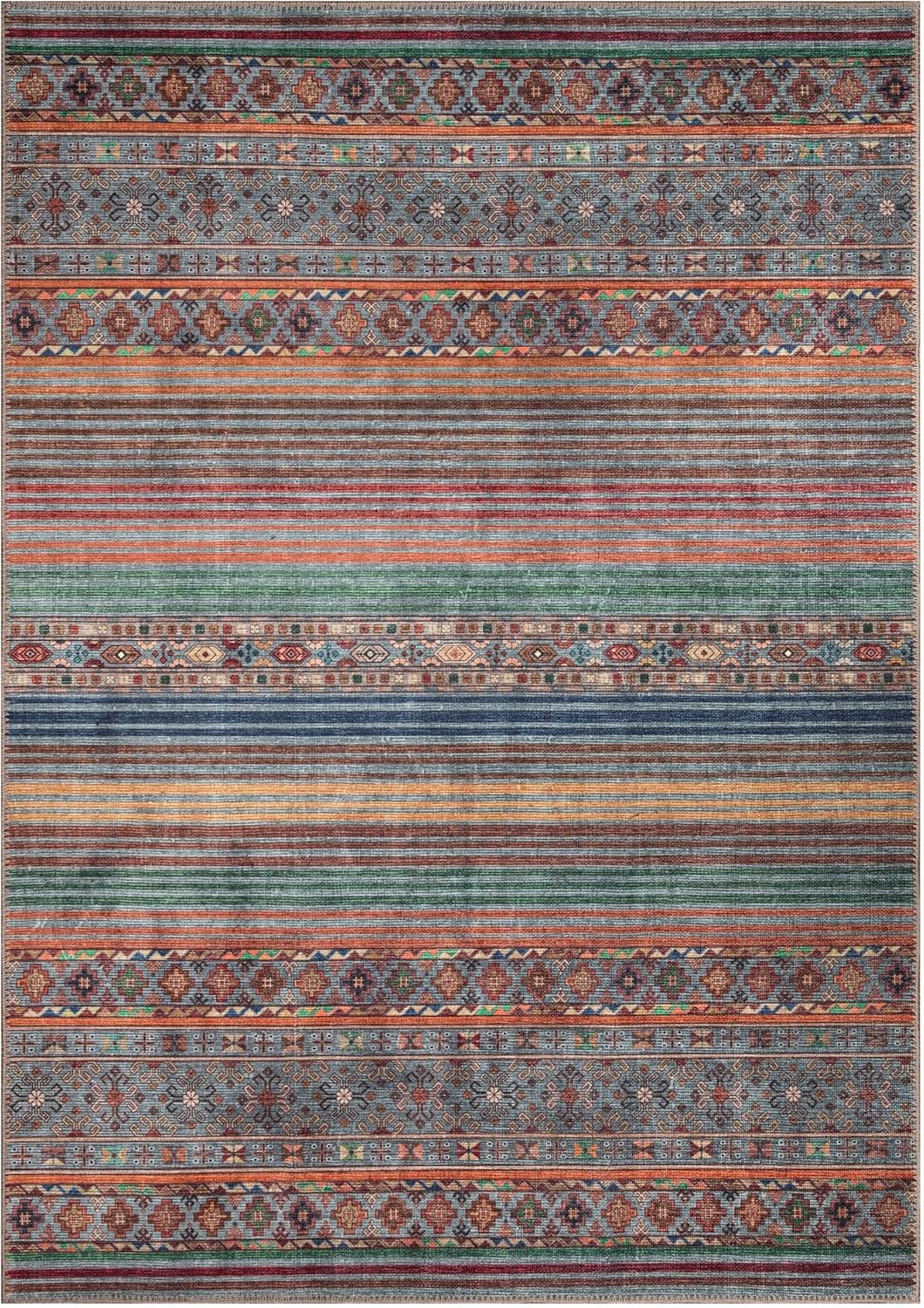 Keen Home Design 5x7 Rug - Machine Washable Area Rug with Non-Slip Backing, Ideal for Living Room, Dining Room, Bedroom - Vintage, Easy Clean, Durable, Low Pile Rug - (5' x 7')