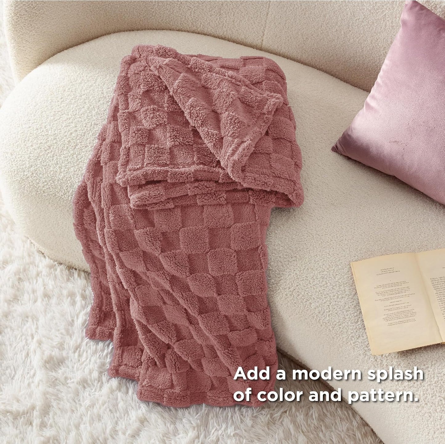 Bedsure GentleSoft Twin Blanket for Bed Dusty Pink - Super Soft Cozy Blankets for Women Men Girls, Cute Fuzzy Fleece Throws for Bedroom Couch, 60x80 Inches