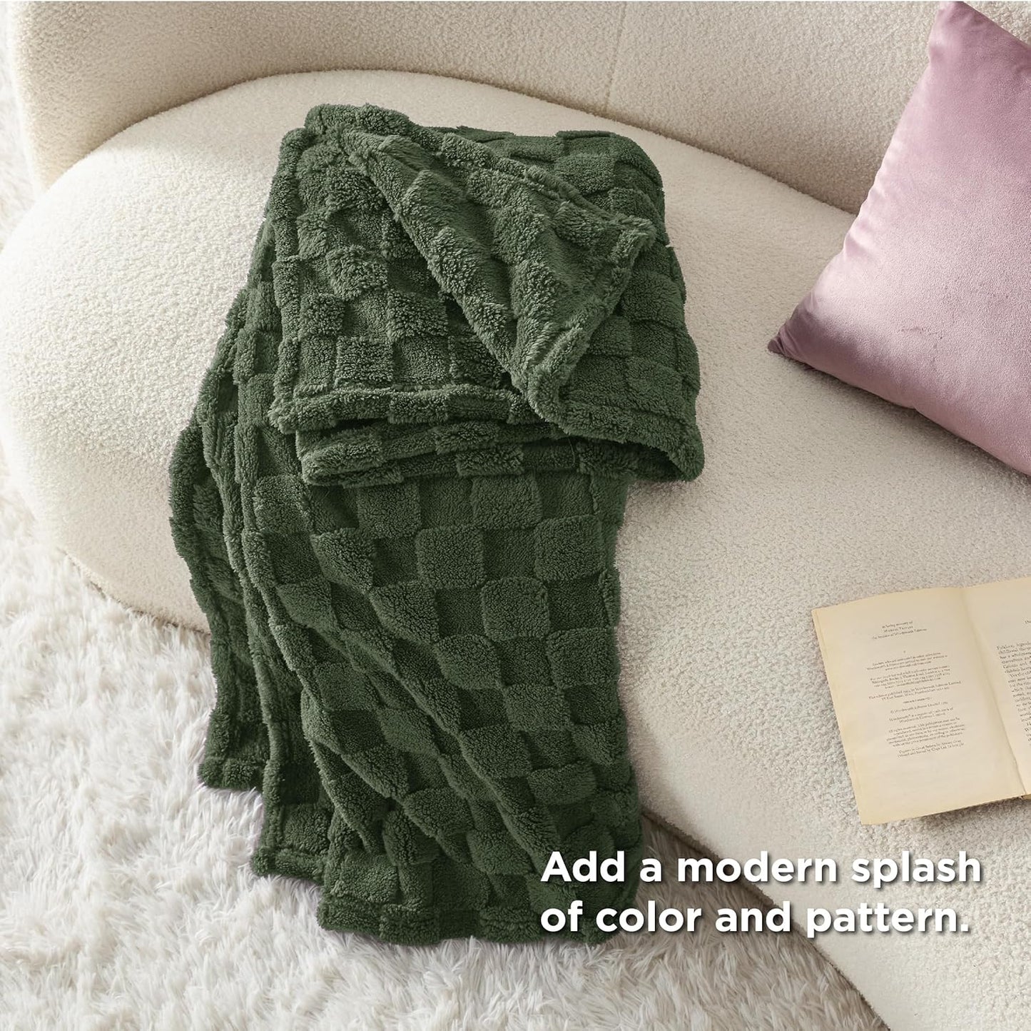 Bedsure GentleSoft Twin Blanket for Bed Bronze Green - Super Soft Cozy Blankets for Women Men Girls, Cute Fuzzy Fleece Throws for Bedroom Couch, 60x80 Inches