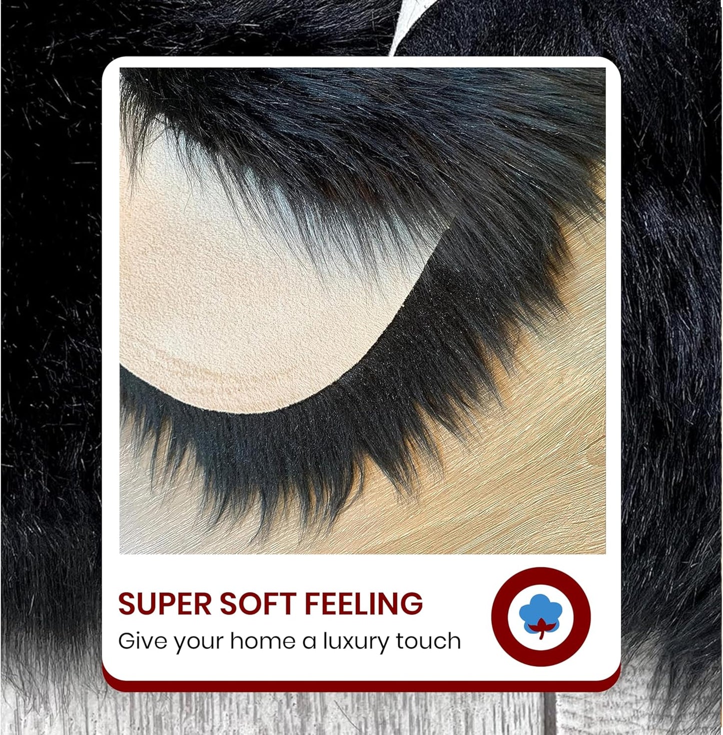 LAMBZY Faux Sheepskin Hypoallergenic Free Shape Silky Shag Rug, Luxury Shaggy Plush Carpet for Bedrooms Rugs Living Room Kids Rooms Sofa Floor Rugs (Single and a Half 2'x4', 60x120 cm Black)
