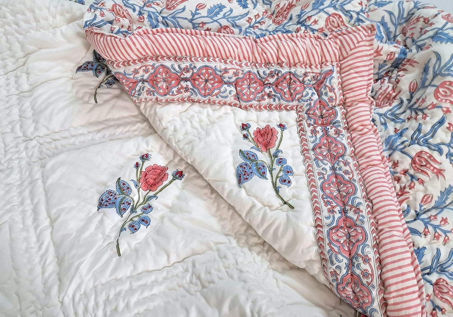 Rose Pink King Size Blanket 108x108 – 100% Cotton Lightweight Bedspread – Soft Cozy All-Season Quilt for Bed, Couch, or Sofa – Boho Bedroom Throw Blanket