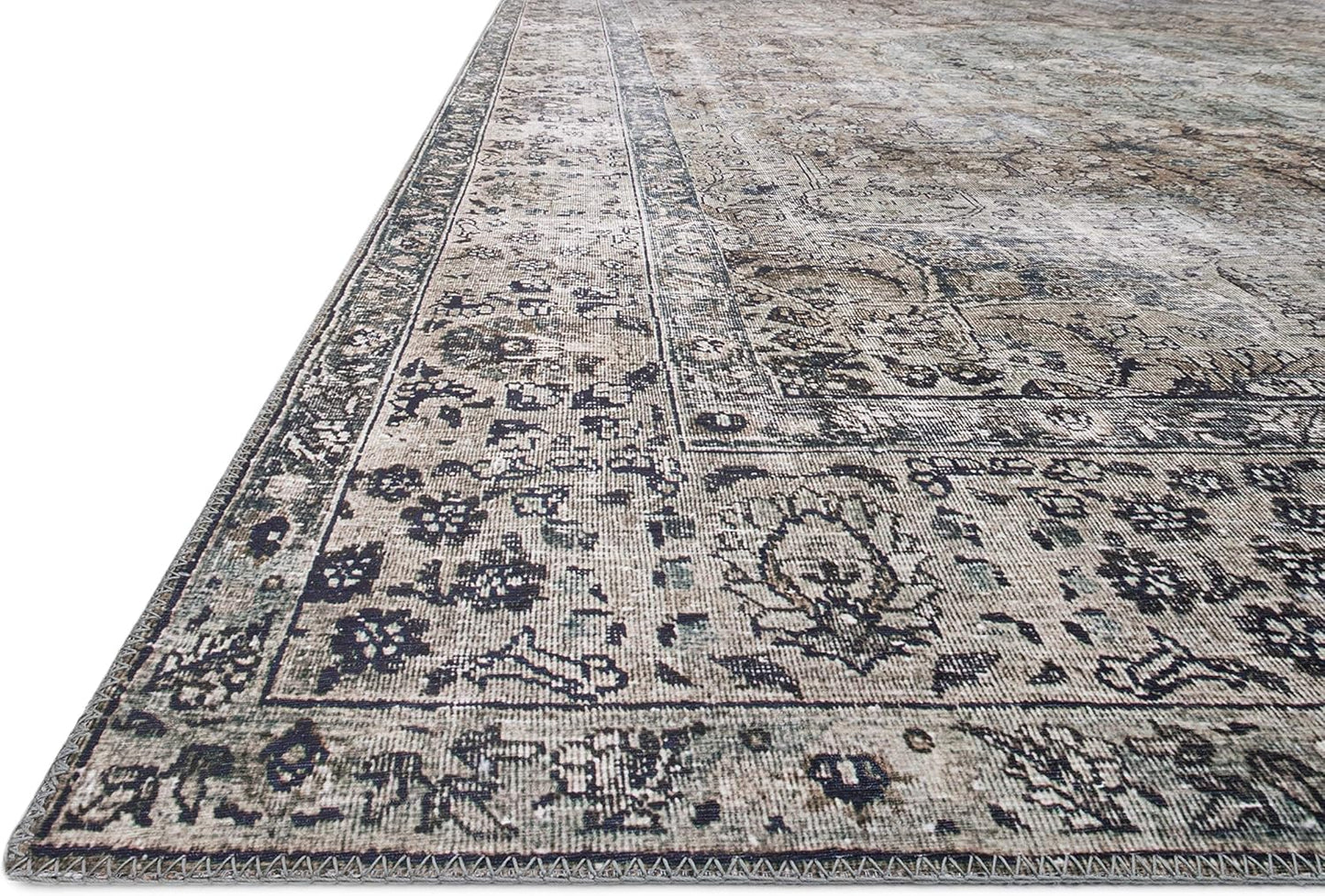 Loloi Layla Collection LAY-06 Taupe/Stone 2'-6" x 12'-0" .13" Thick Runner Rug, Soft, Durable, Vintage Inspired, Distressed, Low Pile, Non-Shedding, Easy Clean, Printed, Living Room Rug