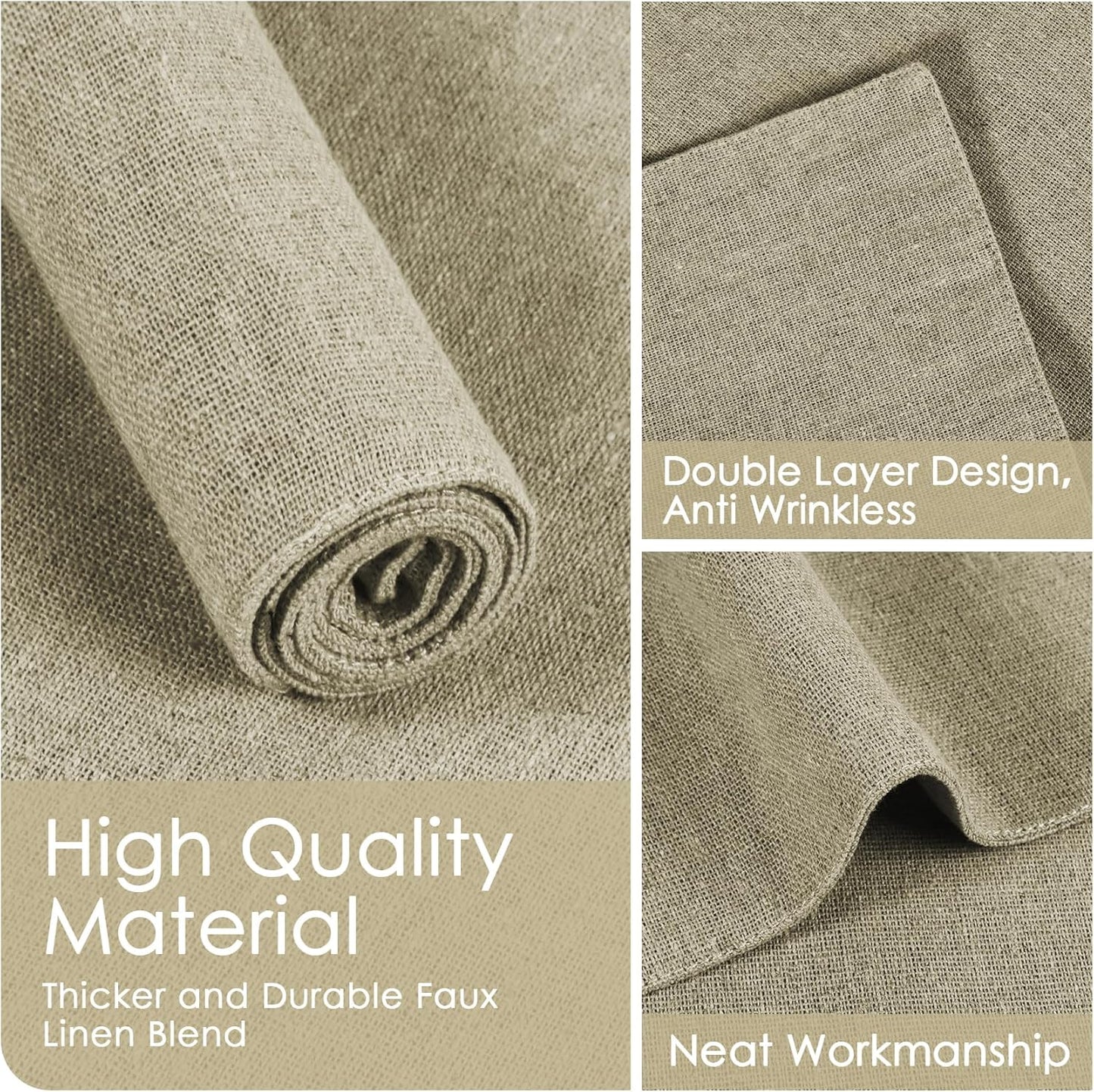 MANSPHIL Cloth Placemats Set of 4, Washable Thick Faux Linen Place Mats Heat Resistant Double Layer Table Mats for Dining Kitchen Indoor Outdoor Use - 13x19 Inch Beige
