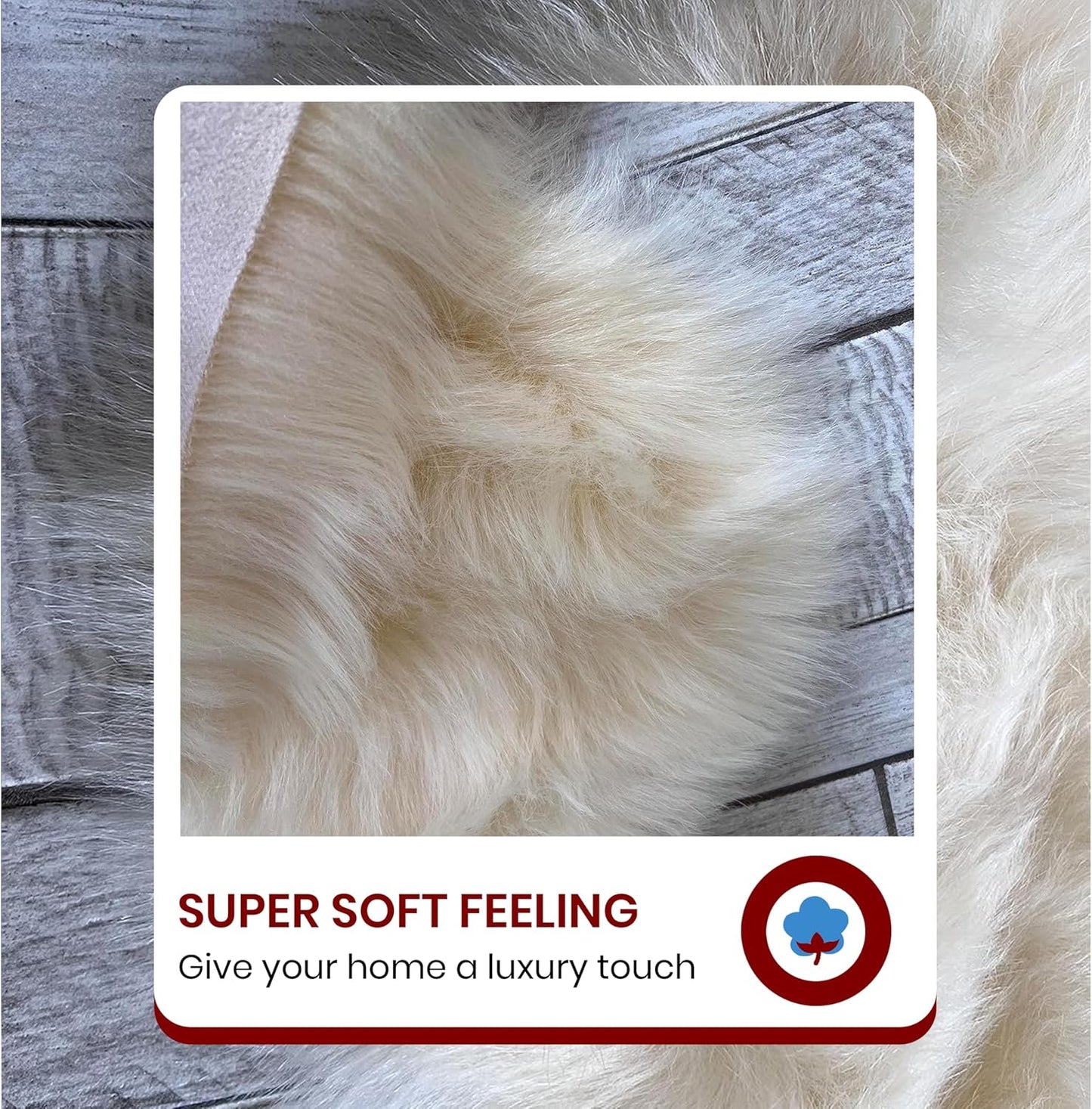 LAMBZY Faux Sheepskin Hypoallergenic Free Shape Silky Shag Rug, Luxury Shaggy Plush Carpet for Bedrooms Rugs Living Room Kids Rooms Sofa Floor, Duo Decto 12 Pelts 6'x12' Cream