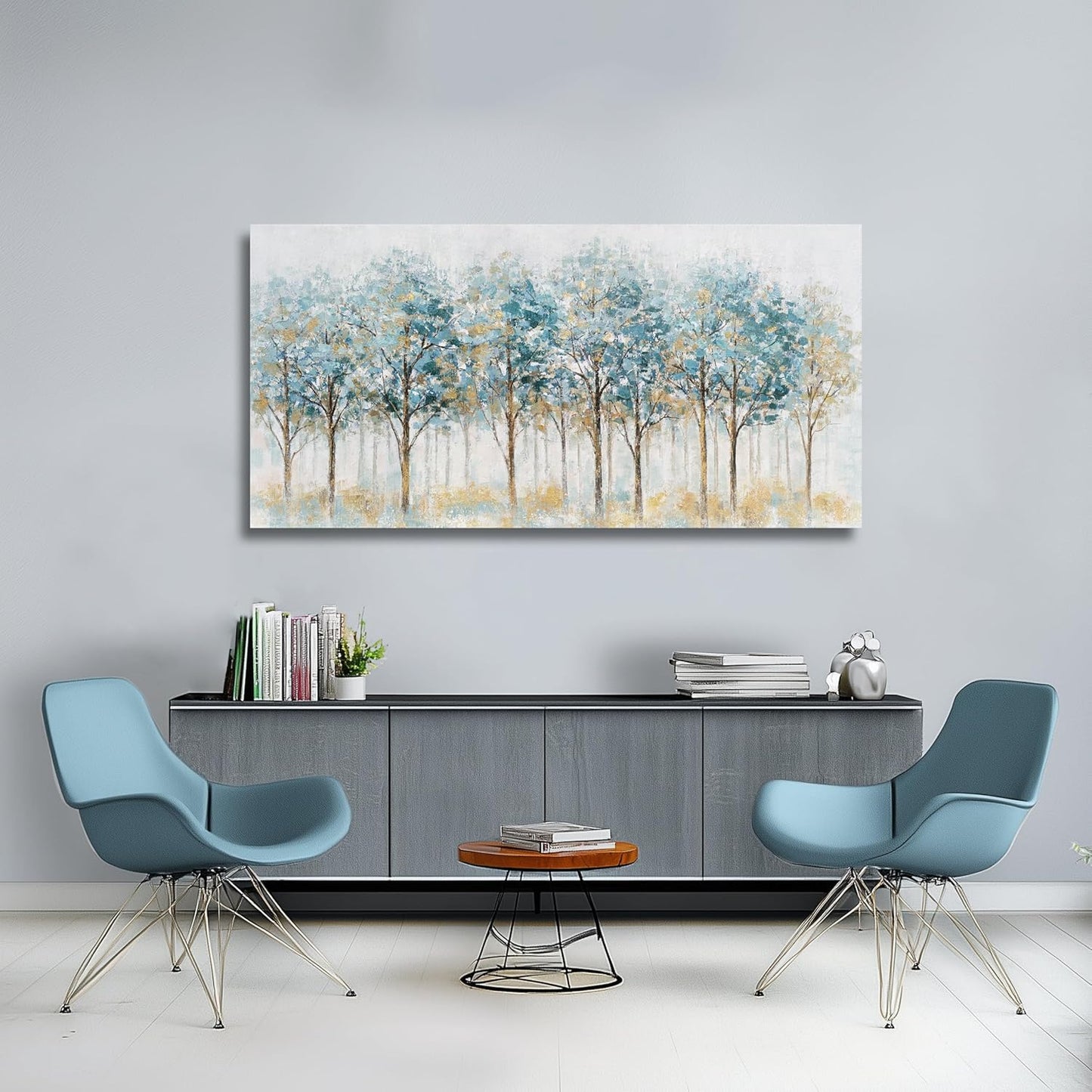 Belmrxne Tree Wall Art Blue and Black Wall Decor Trendy Canvas Painting Designer Artwork for Living Room Bedroom Dining Room Office Home Decor 24x48 inch