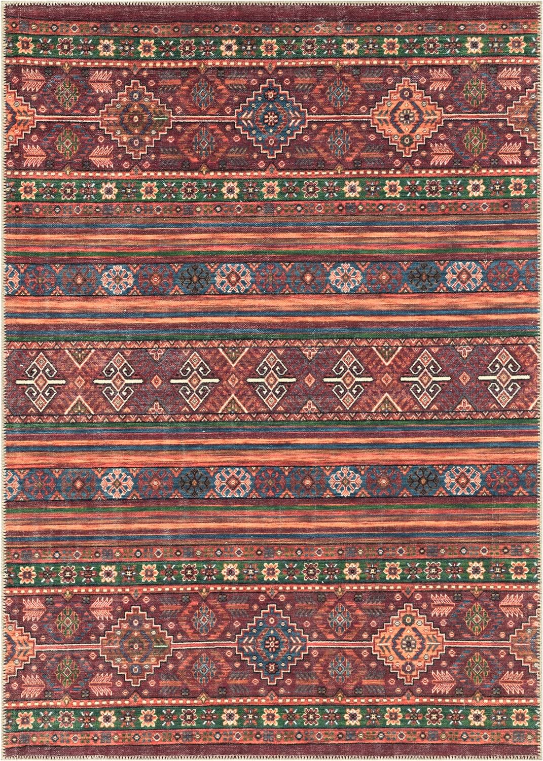 Keen Home Design 6x9 Rug - Machine Washable Area Rug with Non-Slip Backing, Ideal for Living Room, Dining Room, Bedroom - Vintage, Easy Clean, Durable, Low Pile Rug - (6' x 9')