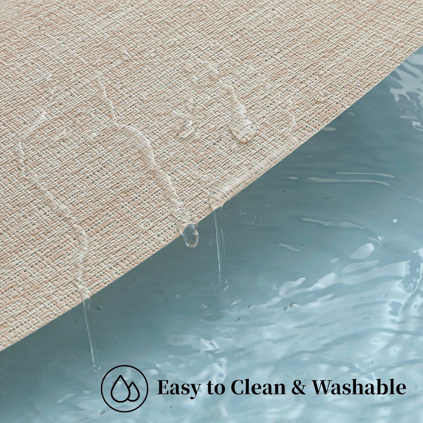 Leetaltree Beige Placemats Set of 24 - Heat Resistant Non-Slip Place mats for Dining Table, Washable Durable PVC Vinyl Woven Table Mats（Beige, 24）