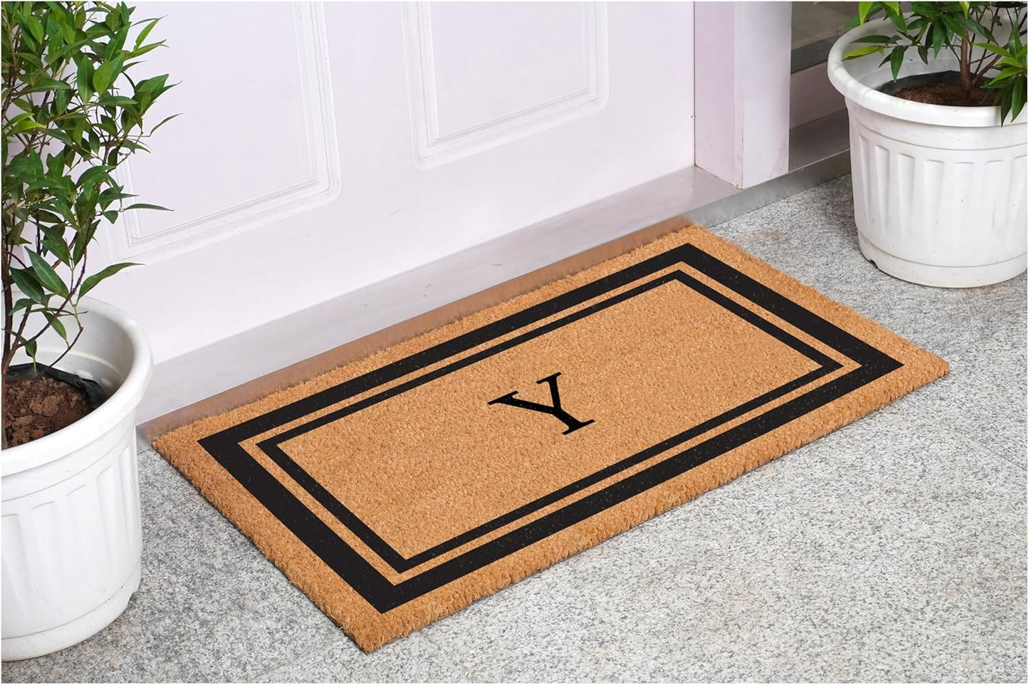 Calloway Mills 152961830Y Black Border 18" x 30" Monogram Doormat, (Letter Y)