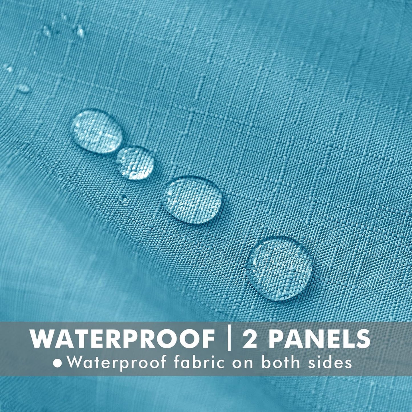 HolidayIdeas 4 Panels Faux Linen Outdoor Curtains for Patio Waterproof Teal Curtains 110" Wide x 84" Long-Outside Wide Curtains Weatherproof Privacy Textured for Pergola, Porch, Gazebo, Backyard