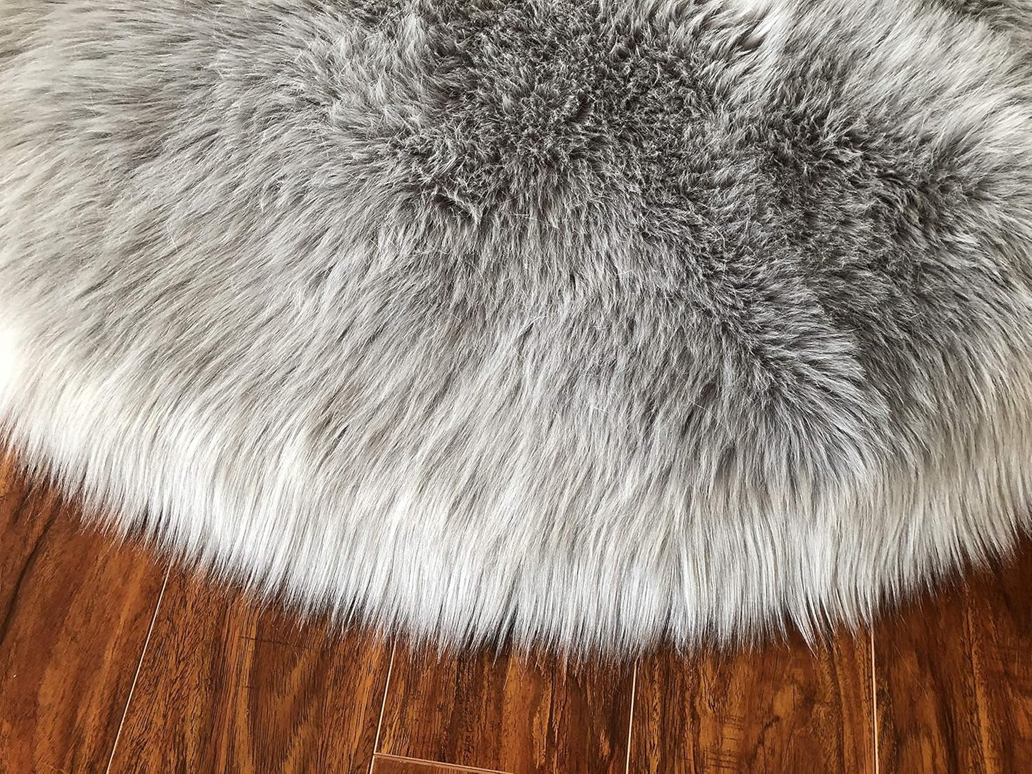 LAMBZY Faux Sheepskin Hypoallergenic Free Shape Silky Shag Rug, Luxury Shaggy Silky Plush Carpet for Bedrooms Rugs Living Kids Room Sofa Floor Rugs (Duo Decto 12 Pelts 6'x12', 180x360cm,Grey)