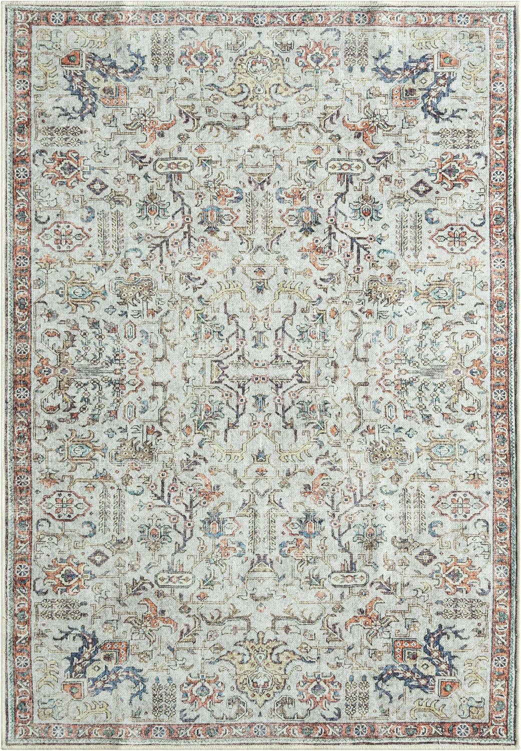 Keen Home Design 10x14 Rug - Machine Washable Area Rug with Non-Slip Backing, Ideal for Living Room, Dining Room, Bedroom - Vintage, Easy Clean, Durable, Low Pile Rug - (9'7" x 14')