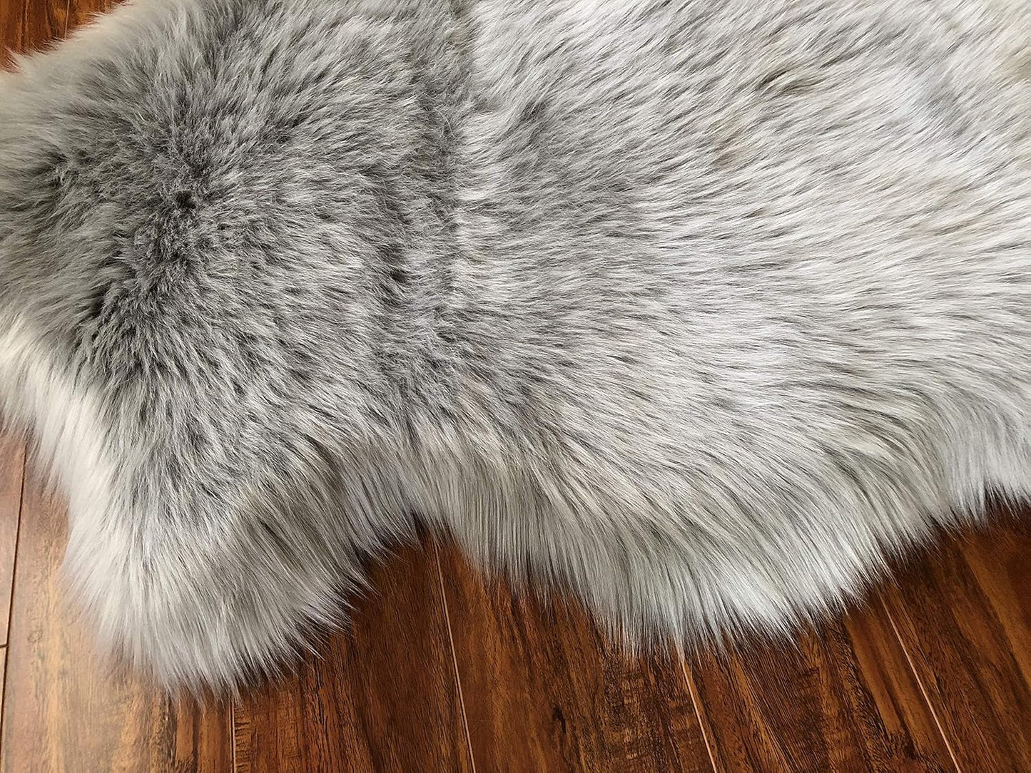 LAMBZY Faux Sheepskin Hypoallergenic Free Shape Silky Shag Rug, Luxury Shaggy Silky Plush Carpet for Bedrooms Rugs Living Kids Room Sofa Floor Rugs (Duo Decto 12 Pelts 6'x12', 180x360cm,Grey)